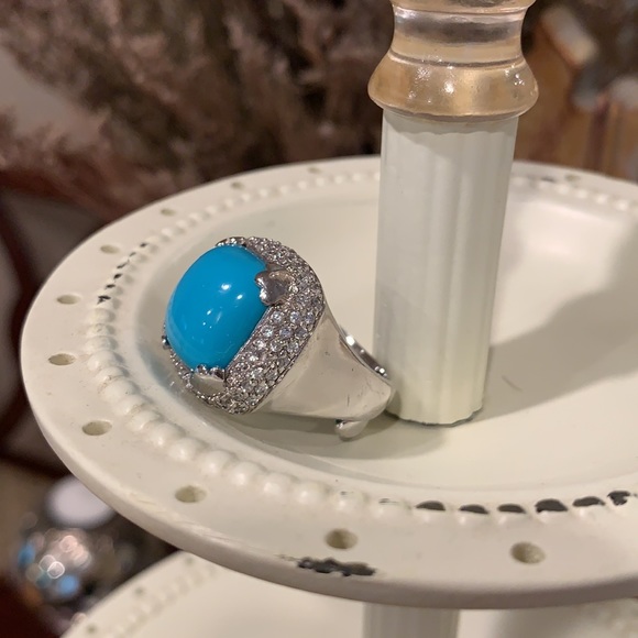 HOST PICK! Turquoise Cocktail Ring .925 - Picture 8 of 9
